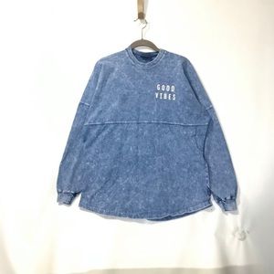 Spirit Jersey Large Denim Hawaii Long Sleeve Shirt Good Vibes